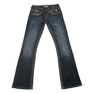 Re Rock For Express Barely Boot Dark Wash Embroidery Women’s Size OS